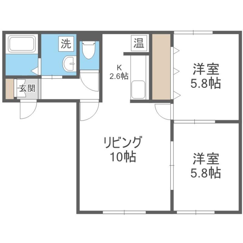 ルミエール新琴似(2LDK/2階)の間取り写真