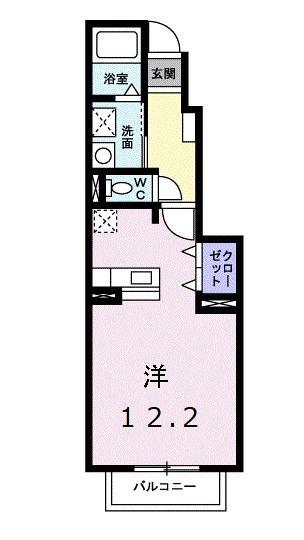 プラシード(ワンルーム/1階)の間取り写真