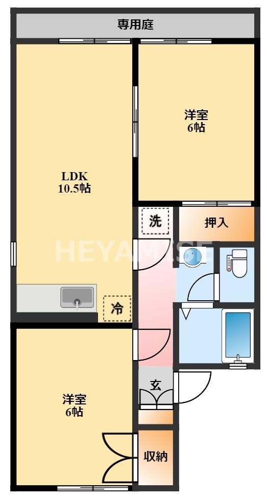 コーポきどこ II(2LDK/1階)の間取り写真