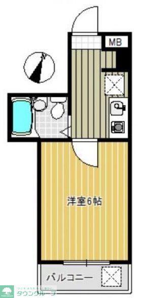 キャッスル三ツ木(1K/2階)の間取り写真