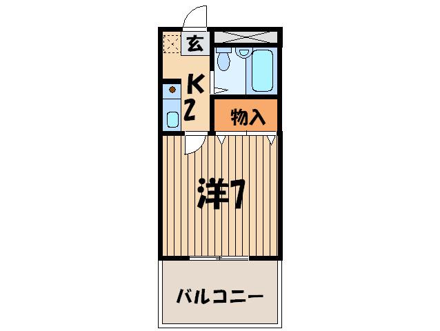 クリエイトヒル弦巻(1K/2階)の間取り写真