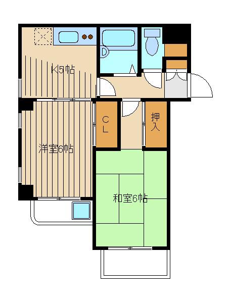 パールマンション氷川台(2K/3階)の間取り写真
