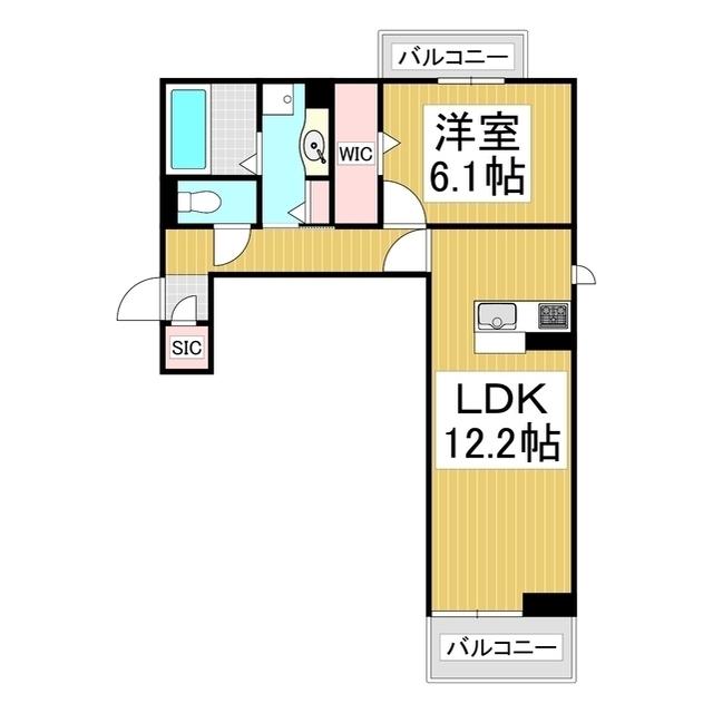 MELS COURT(1LDK/3階)の間取り写真