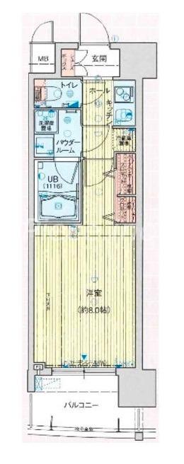 エスライズ本町東(1K/12階)の間取り写真