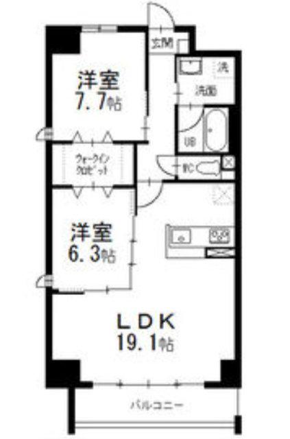 オルソパール伝馬(2LDK/3階)の間取り写真