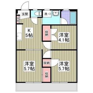 いせやハイツ(2LDK/4階)の間取り写真