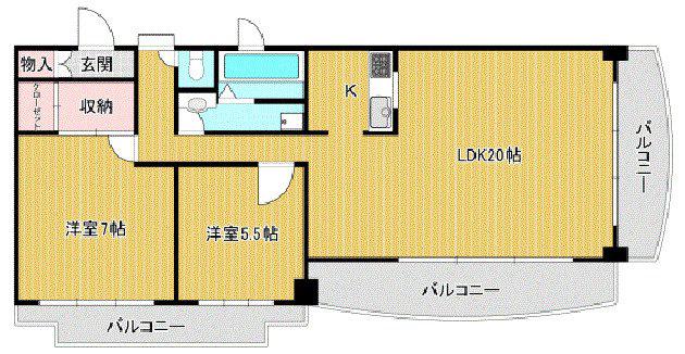 MMビル(2SLDK/4階)の間取り写真