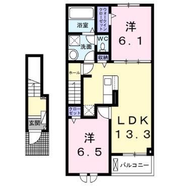 プレミアム32番館(2LDK/2階)の間取り写真