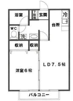 レジデンス平岡(1LDK/1階)の間取り写真
