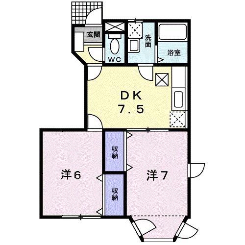 クレスト-ル城東(2DK/1階)の間取り写真