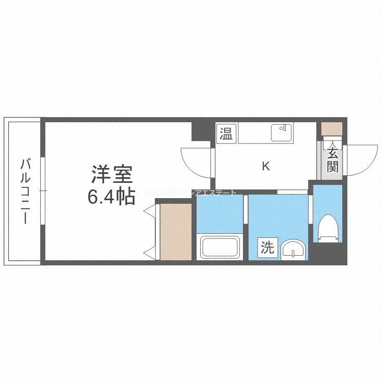みおつくし清水丘(1K/5階)の間取り写真