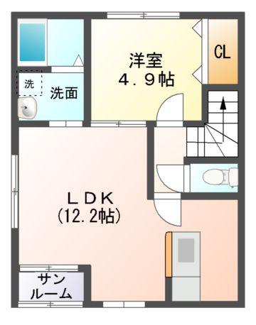 スマイラス青葉(1LDK/2階)の間取り写真