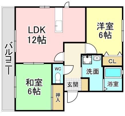 エスポワールII(2LDK/2階)の間取り写真