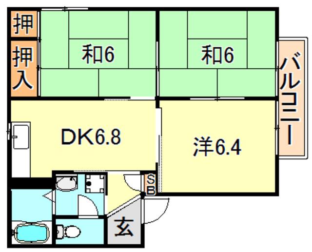 フレグランス橋本A棟(3DK/2階)の間取り写真