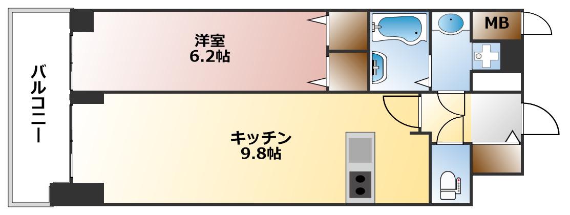 アドバンス大阪ソルテ(1LDK/10階)の間取り写真