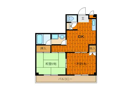 グローバル西葛西(2DK/4階)の間取り写真