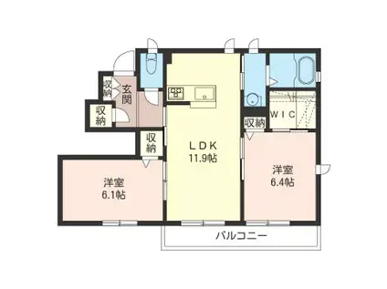 グランパレス(2LDK/1階)の間取り写真