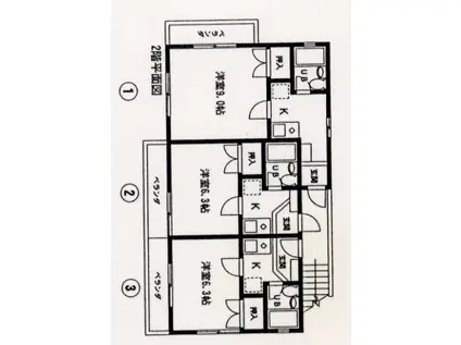 豊橋鉄道東田本線 東田坂上駅 徒歩2分 2階建 築34年(1K/1階)の間取り写真