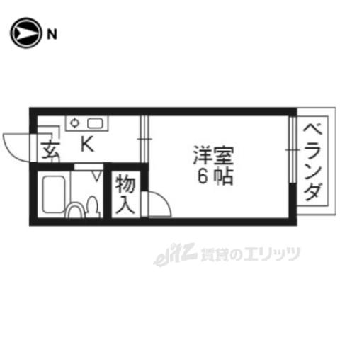 カームハウス(1K/2階)の間取り写真