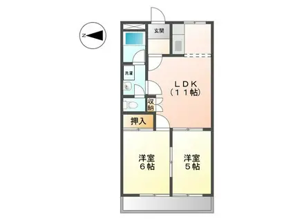 ルミナス八幡(2LDK/1階)の間取り写真