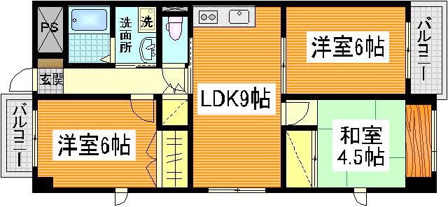 フレア21(3LDK/3階)の間取り写真