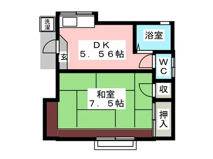生麦鶴神ハイツ(1K/2階)の間取り写真