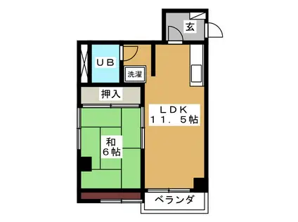 奈良マンション(1LDK/2階)の間取り写真