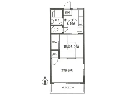 ゼルコバハウス(2K/2階)の間取り写真