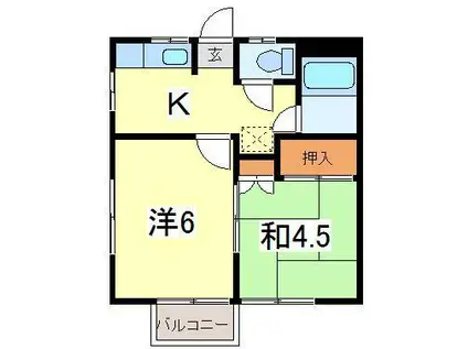 ヒルズSAITO2号館(2K/1階)の間取り写真