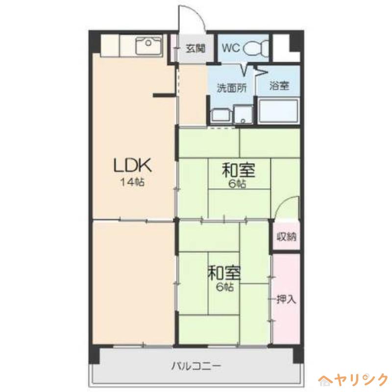 サンハイツ西尾(2LDK/5階)の間取り写真
