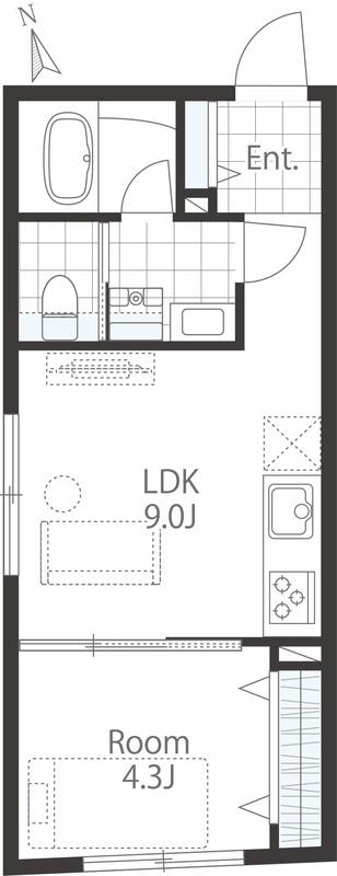 蒲田レーベル(1LDK/1階)の間取り写真