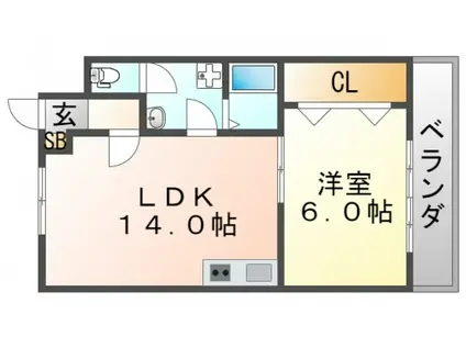第二山本マンション(1LDK/4階)の間取り写真