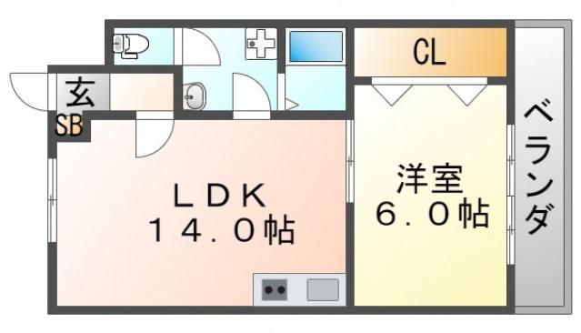 第二山本マンション(1LDK/4階)の間取り写真