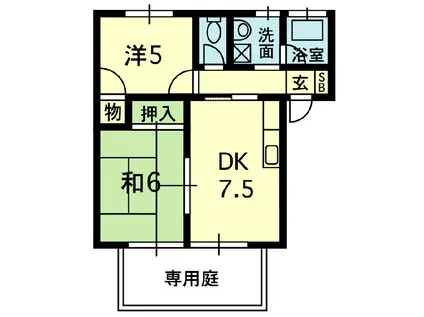 ビ・アンジュ(2DK/1階)の間取り写真