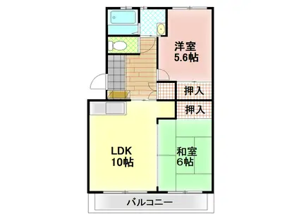 レヂデンスISHII(2LDK/1階)の間取り写真