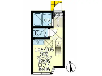 ロイヤルモアナ(ワンルーム/1階)の間取り写真