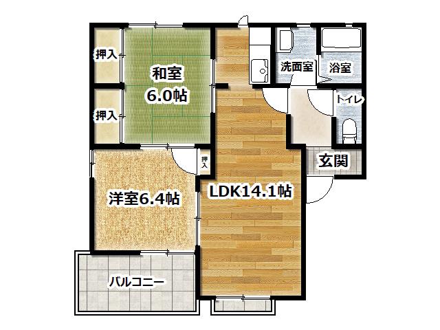 桃山ソレージュ(2LDK/2階)の間取り写真
