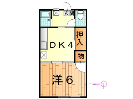 睦荘(1DK/1階)の間取り写真