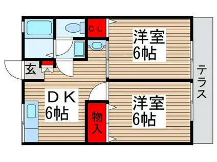 ハイツコジマ(2DK/1階)の間取り写真