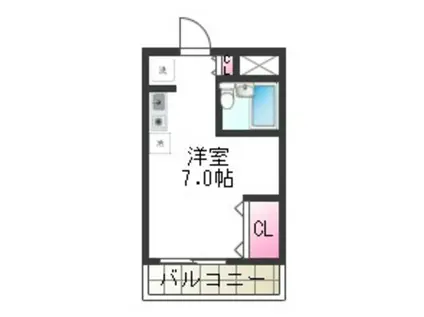 ヌーベルコート三国ヶ丘(ワンルーム/6階)の間取り写真