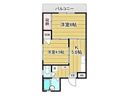 多賀井ハイツ(2K/3階)の間取り写真