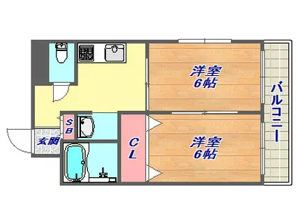 レジデンシア三宮(2K/8階)の間取り写真