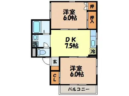 セジュール松野(2DK/2階)の間取り写真