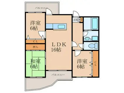 フローレスタ・シオン弐番館(3LDK/3階)の間取り写真