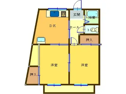 ハニーハイツI(2DK/1階)の間取り写真