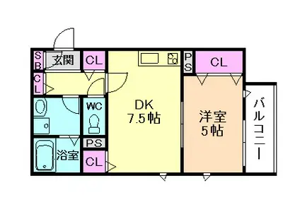 クレール塚本(1DK/2階)の間取り写真