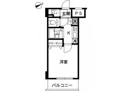 スカイコートヴィーダ五反田ウエスト(1K/12階)の間取り写真