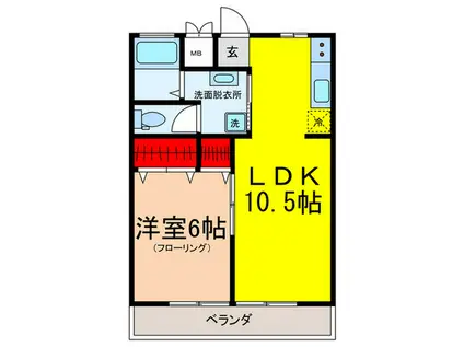 上鷺マンション(1LDK/2階)の間取り写真