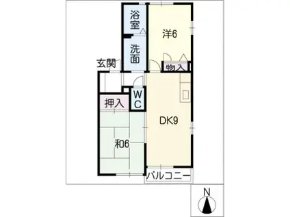 ふようIII B棟(2DK/1階)の間取り写真