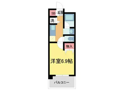 アプリーレ西宮武庫川(1K/2階)の間取り写真